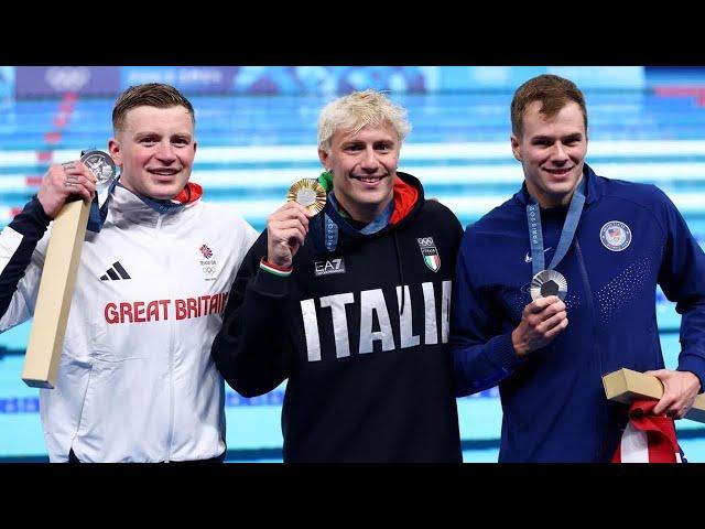 Swimmer Nic Fink of Team USA Wins Silver in the Tough 100-Metre Breaststroke Competition at the...