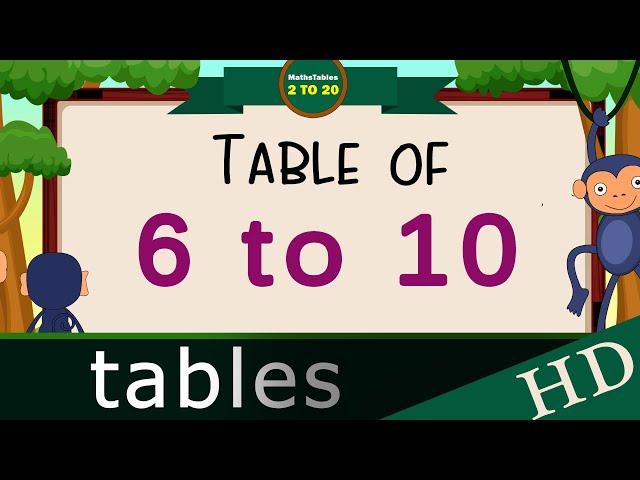 6 to 10 Multiplication, Table of 6 to 10 Multiplication Time of tables 2 to 20 - MathsTables