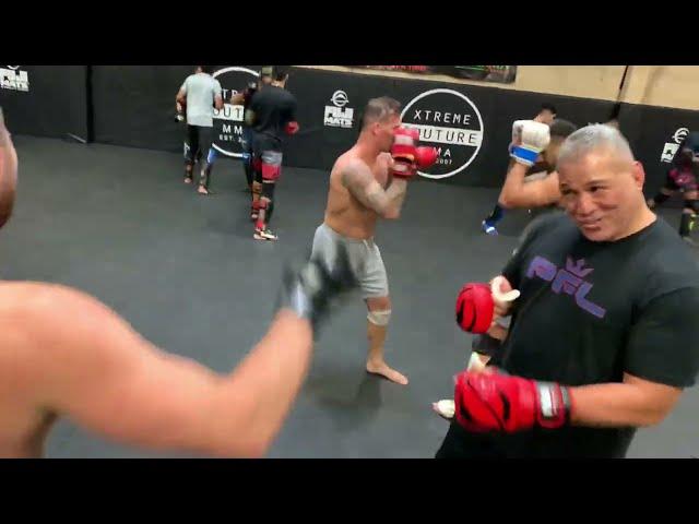 Sugar Ray Sefo sparring with Sean Strickland showing he’s still got it!