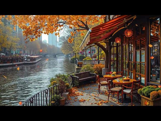 Canalside Autumn Jazz at Quiet Coffee Space  Smooth Piano Jazz Music ~ Relaxing Fall Jazz List