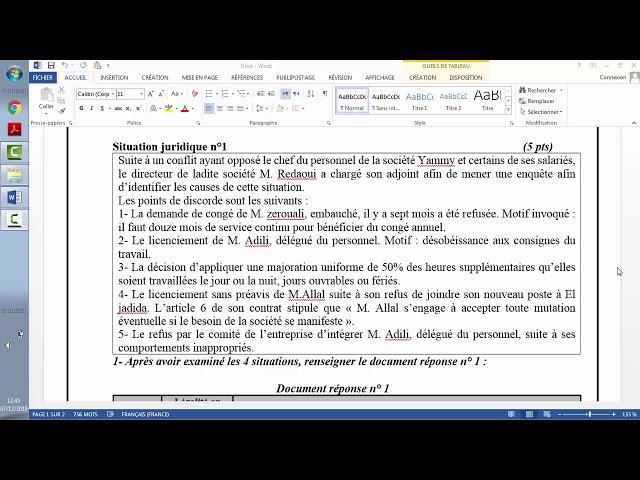 Droit du travail: Explication à l'aide d'un cas pratique.