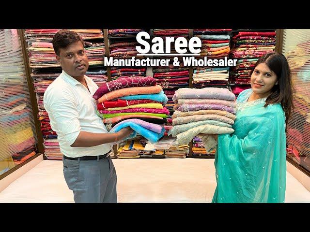 Handwork Saree Wholesale Market Kolkata : Tissue/ Silk Organza Handwork Designer Saree Manufacturer