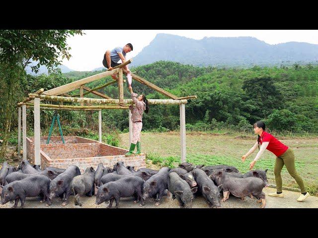 TIMELAPSE 30 Days: Start To Finish Build Pig Pen With Brick And Cement - Buy Piglet To Raise