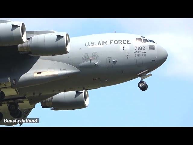 C-17 globemaster landing at Ramstein AFB