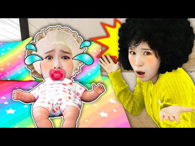 Jini Pretend Play Turning into a Real Baby Funny Kids Video