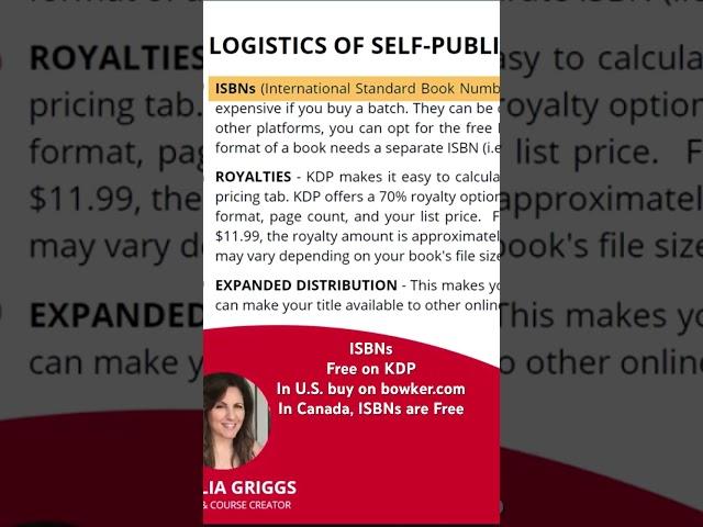  SELF-PUBLISHING QUICK TIP: ISBN = International Standard Book Number #amazon #booktube #isbn