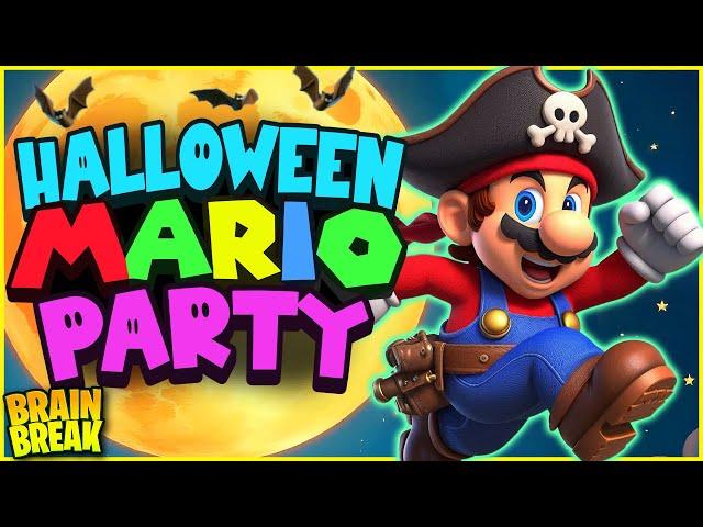 Halloween Mario Brain Break Party  Freeze Dance & Run  Floor is Lava  Just Dance Mario Challenge