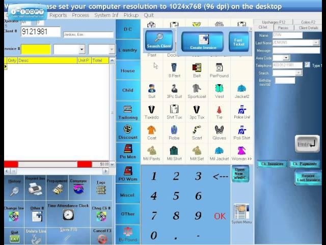 Drycleaning software, Free demo on windc2.com