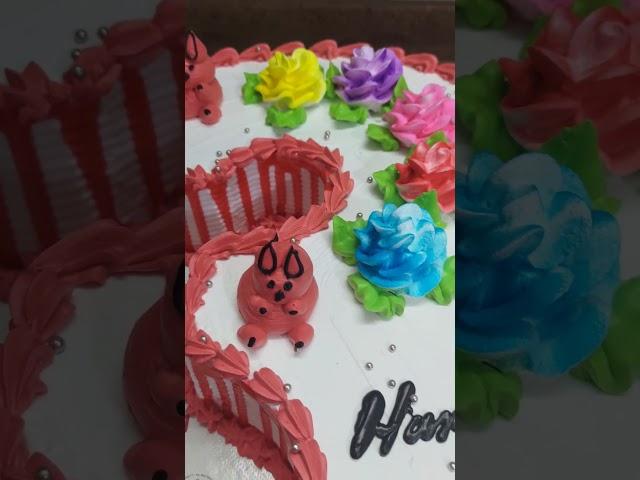 beautiful number three shape cake design #birthdaycake #rose #teddybear #wharan #shorts