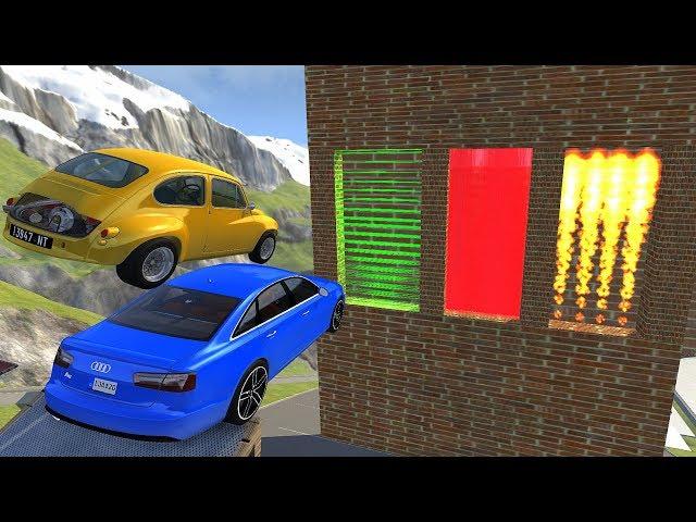 Crazy Vehicle High Speed Jumping through Water Wall Or Laser Wall Or Freeze Wall Crash- BeamNG drive