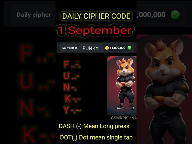 1 September hamster Kombat daily cipher code today #ciphercode #hamsterkombat