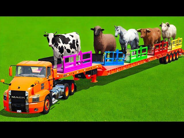 LOAD COWS, SHEEPS, HORSES, BULLS, RAMS & TRANSPORT WITH MACK TRUCK - Farming Simulator 22