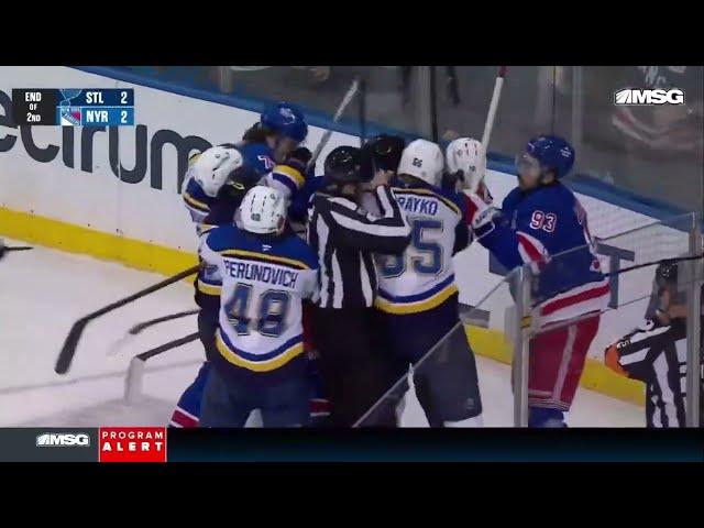 New York Rangers Vs St.Louis Blues End Of Period Scrum