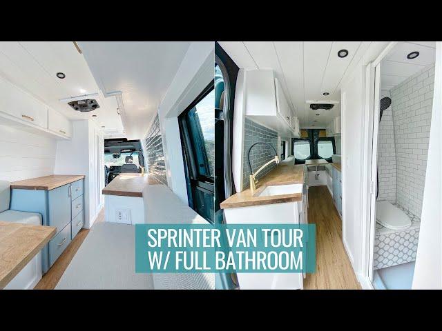 VAN TOUR: luxury van conversion with bathroom for solo female | OFF GRID TINY HOME TOUR