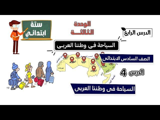 السياحة فى وطننا العربى الصف السادس الابتدائى | الوحدة الثالثة | الدرس الرابع