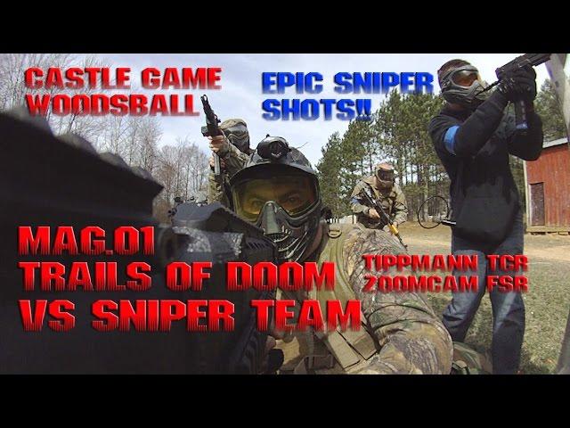 Paintball Sniper vs Assassin Trails of Doom Magfed MAG-01 Woodsball FSR