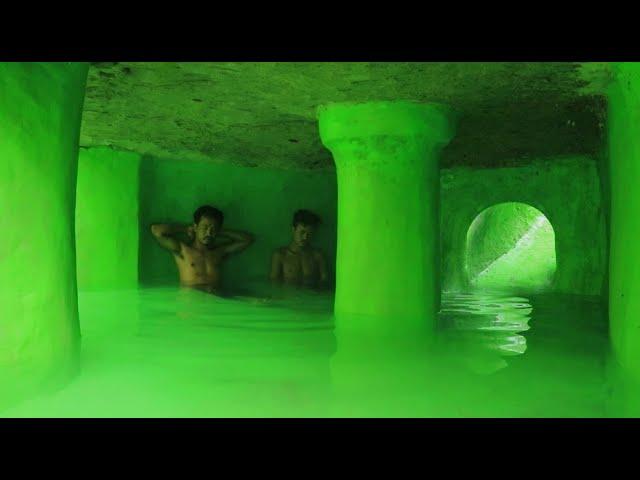 35Hour We Build Temple Water Slide To Tunnel Underground Swimming Pool