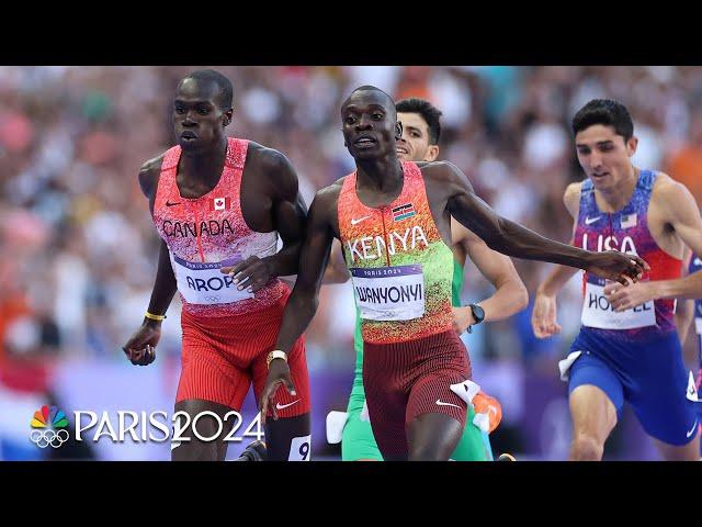 Emmanuel Wanyonyi wins men's 800m by 0.01 SECONDS over Marco Arop | Paris Olympics | NBC Sports