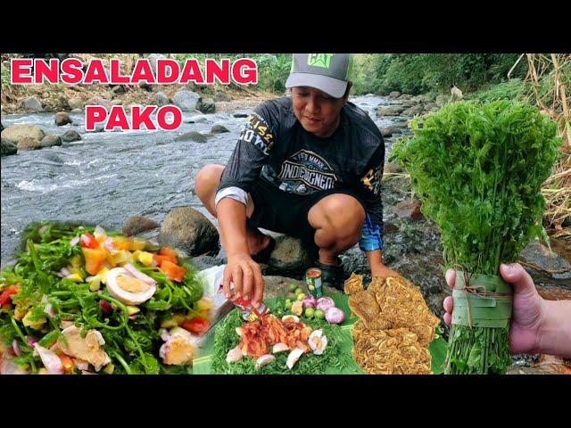 Ensaladang Pako OVERLOAD...Tanghalian sa Tabing Ilog...Paglilinis ng Taniman