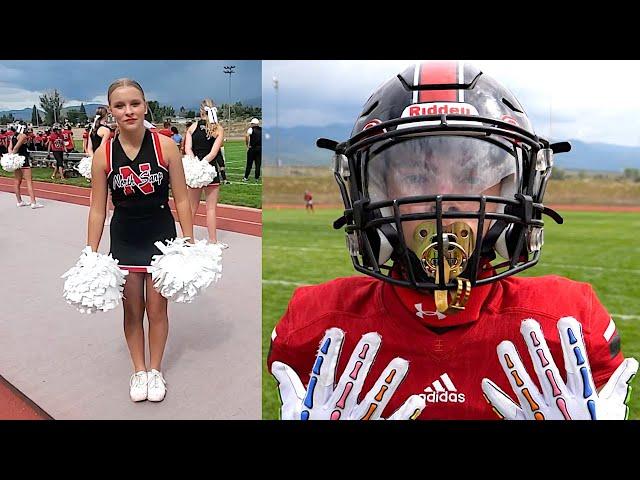 CHEERING AT HER BIG BROTHER'S HIGH SCHOOL FOOTBALL GAME! 