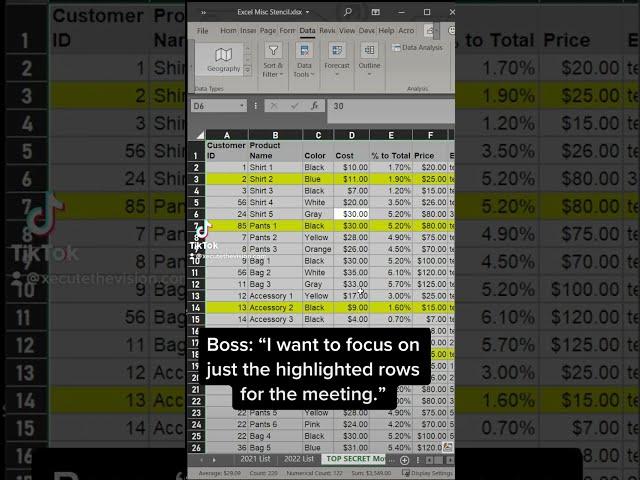 Excel tip shortcut to filter and sort by color