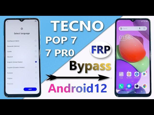 Tecno Pop 7/Pop 7 Pro FRP Bypass Android 12 (Without Pc) Tecno BF6/BF7 Gmail/Google Account Bypass |