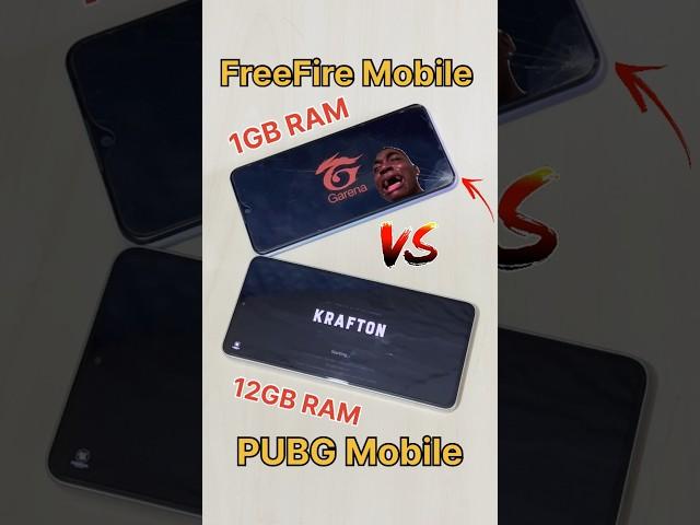 FFREEFIRE MOBILE  vs PUBG MOBILE  1GB RAM vs 12GB RAM - GAMING TEST #freefire #pubg #iphone16