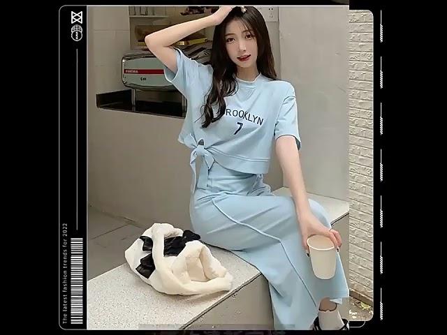減齡綁帶上衣加長裙組