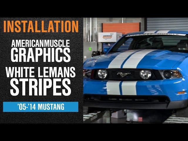 Install 2005-2014 Mustang American Muscle Graphics White Lemans Stripes - 8"