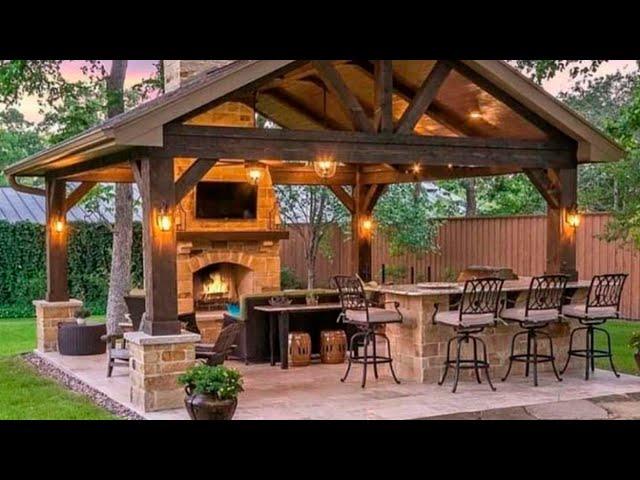 Wooden Gazebo with custom brick fireplace - Cenador de madera con chimenea de ladrillo personalizada