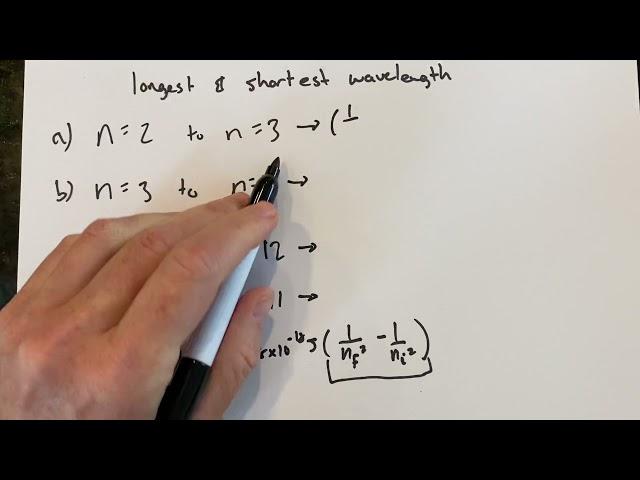 Hydrogen transitions and wavelength