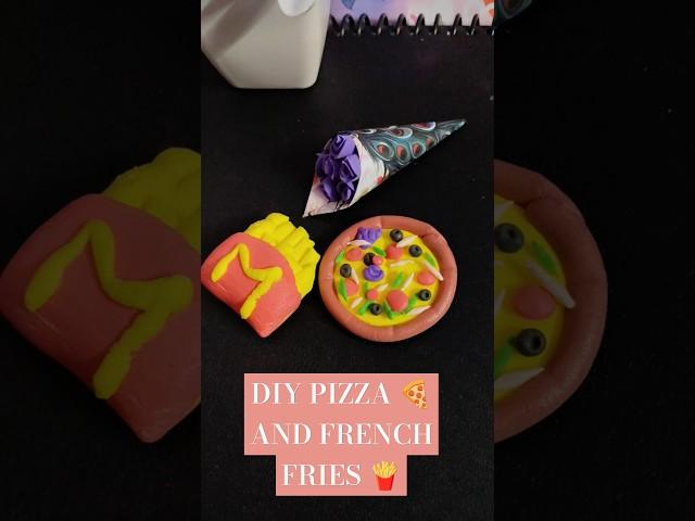 DIY pizza and french fries  from super clay @Crafterkashish-19 #shorts #diy #art #craft #pizza