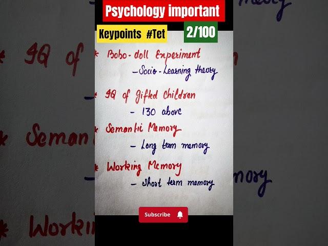 psychology important keypoints 2/100  #psychology