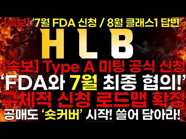 [HLB] [속보]  HLB "Type A 미팅 공식 신청" HLB "FDA와 7월 최종협의 신청!"  feat. HLB '드디어 FDA 구체적 신청 로드맵 확정!'