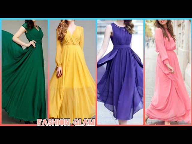 Plain Chiffon Bridesmaid Dress/Women's Formal Wear Plain Chiffon Big Hem Long Expansion Maxi Dress