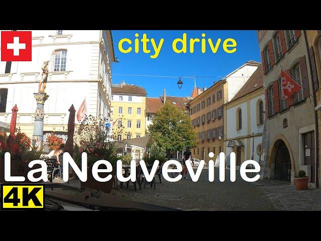 City drive through the swiss city La Neuveville