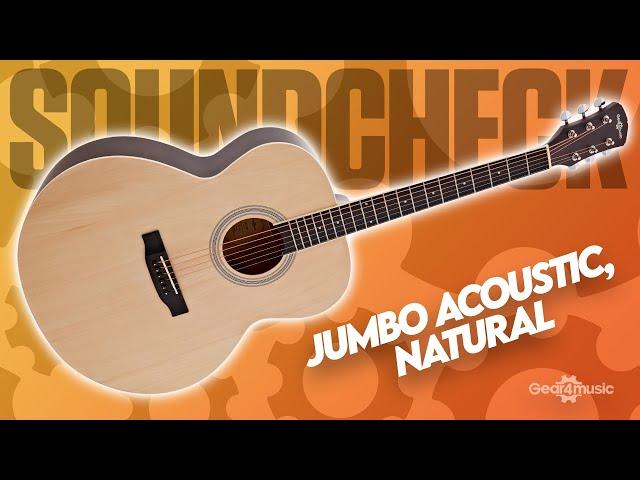 SOUNDCHECK Jumbo Acoustic Guitar by Gear4music, Natural | Gear4music Guitars