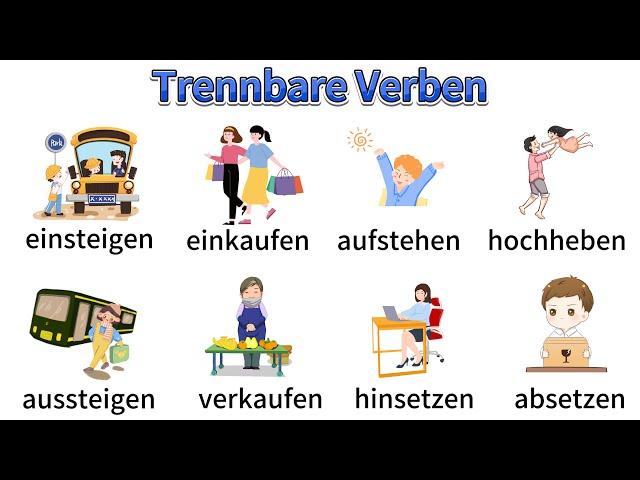 Deutsch Lernen| Trennbare Verben| Verben mit Beispielsätzen| Sprechen & Hören| A1-B1