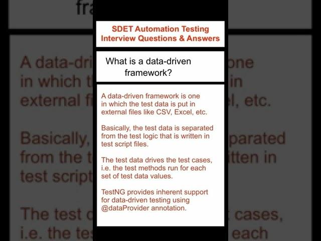 SELENIUM : Data Driven Framework - SDET Automation Testing Interview Questions & Answers