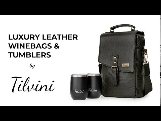 Tilvini Insulated Leather Wine Bag & Wine Tumblers Wine Gift Accessories. Wine Purse Wine Cooler Bag