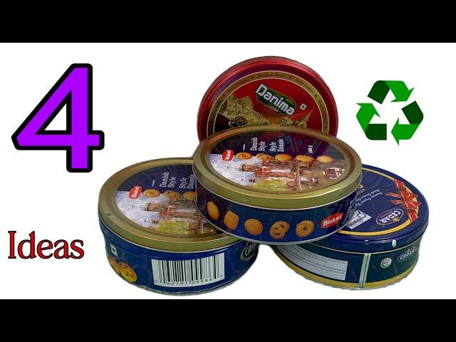 4 Diy Basket Out Of Cookies Tin/ Diy Recycling Ideas/٤ سبت يدوي من العلب الصفيح