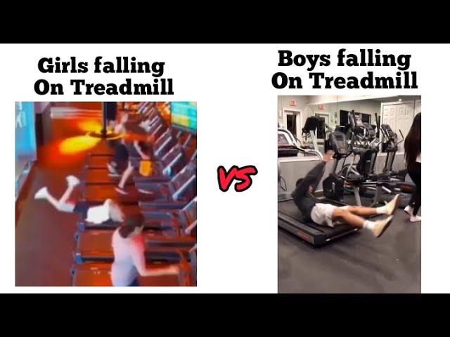 Girls falling on Treadmill  vs Boys falling on Treadmill  || MG edits || #girlsvsboysmemes