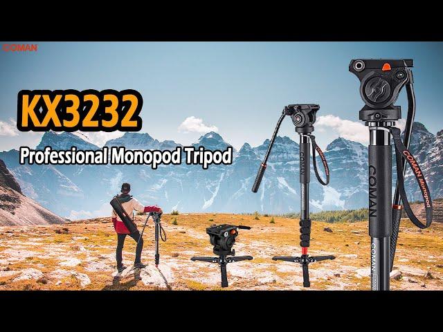 COMAN KX3232 Professional Monopod Tripod with Pan Tilt Fluid Head and Tripod Base