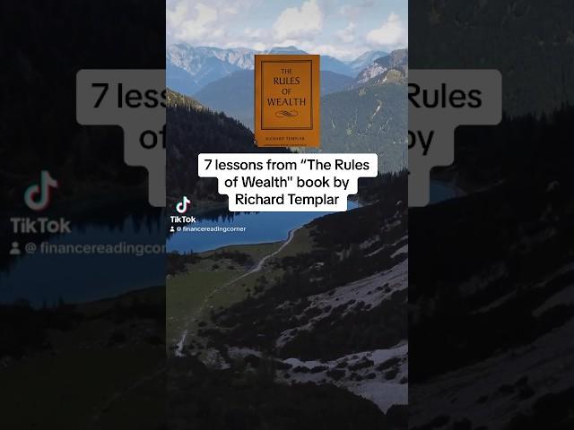 7 lessons from The Rules of Wealth book by Richard Templar #therulesofwealth #money #therulesoflife