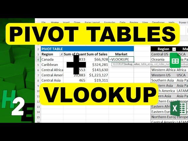 Use VLOOKUP with Pivot Tables