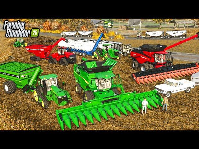 FARMING SIMULATOR 25- GIANT CORN HARVEST! (MULTIPLAYER CREW!)