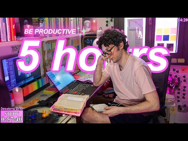 STUDY WITH ME LIVE | 5 HOURS  Harvard Alumnus, Chill Work With Me, Rain Sounds, Pomodoro Timer