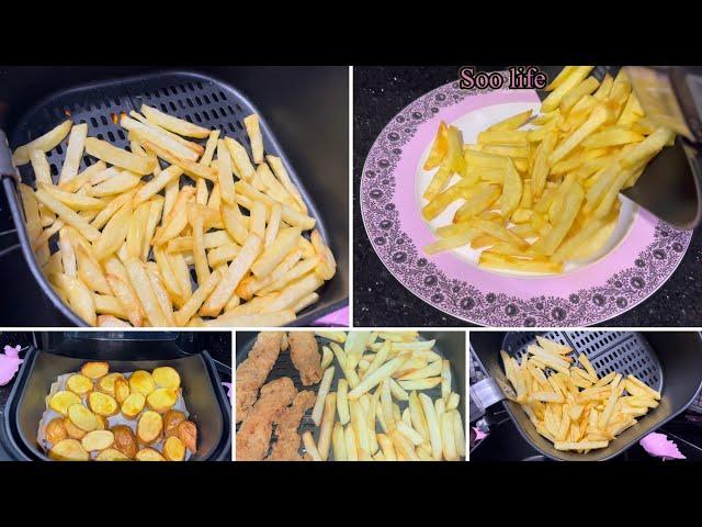 البطاطس فى القلاية الهوائية بمعلقتين زيت بس️مقرمشة ولونها دهبىجربيها بطريقتىair fryer