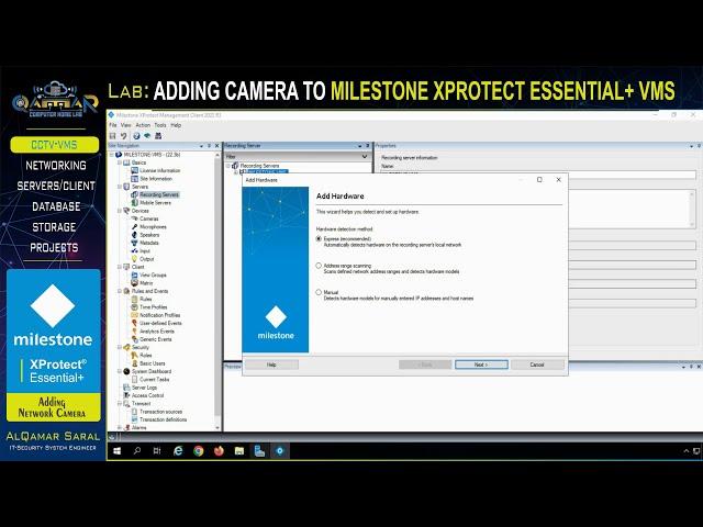 Milestone Lab - ADDING CAMERA TO MILESTONE XPROTECT ESSENTIAL+ VMS