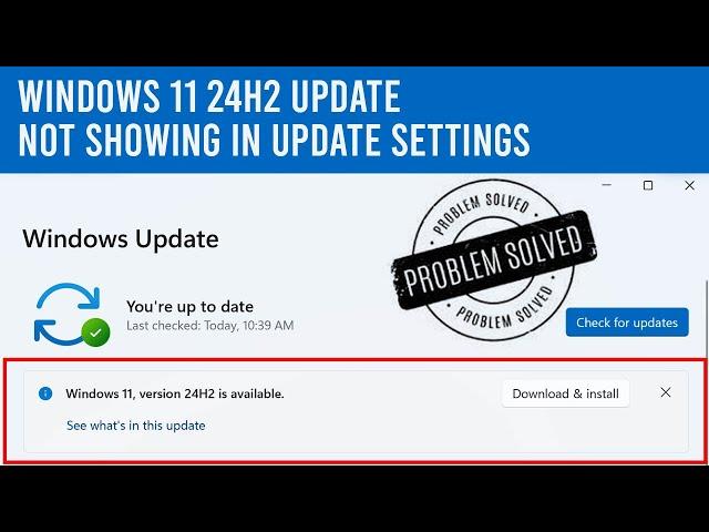 Windows 11 24H2 Update Not Showing in Update Settings [Solved]